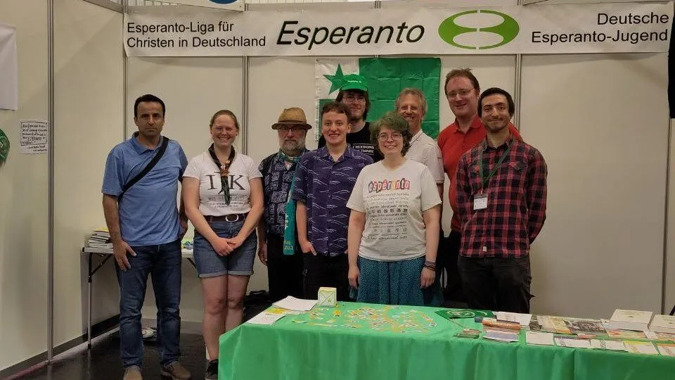 Informationsstand der DEJ auf dem Kirchentag